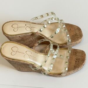 Jessica Simpson Clear Studded Wedge Sandals